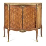 A French early 20th century parquetry and gilt bronze inlaid side cabinet