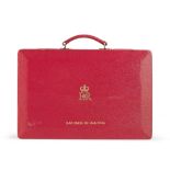 A British Government red Morocco leather dispatch case belonging to Baroness Trumpington