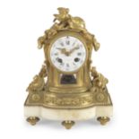 A French 19th century gilt bronze and marble mantel clock Briscard, Paris