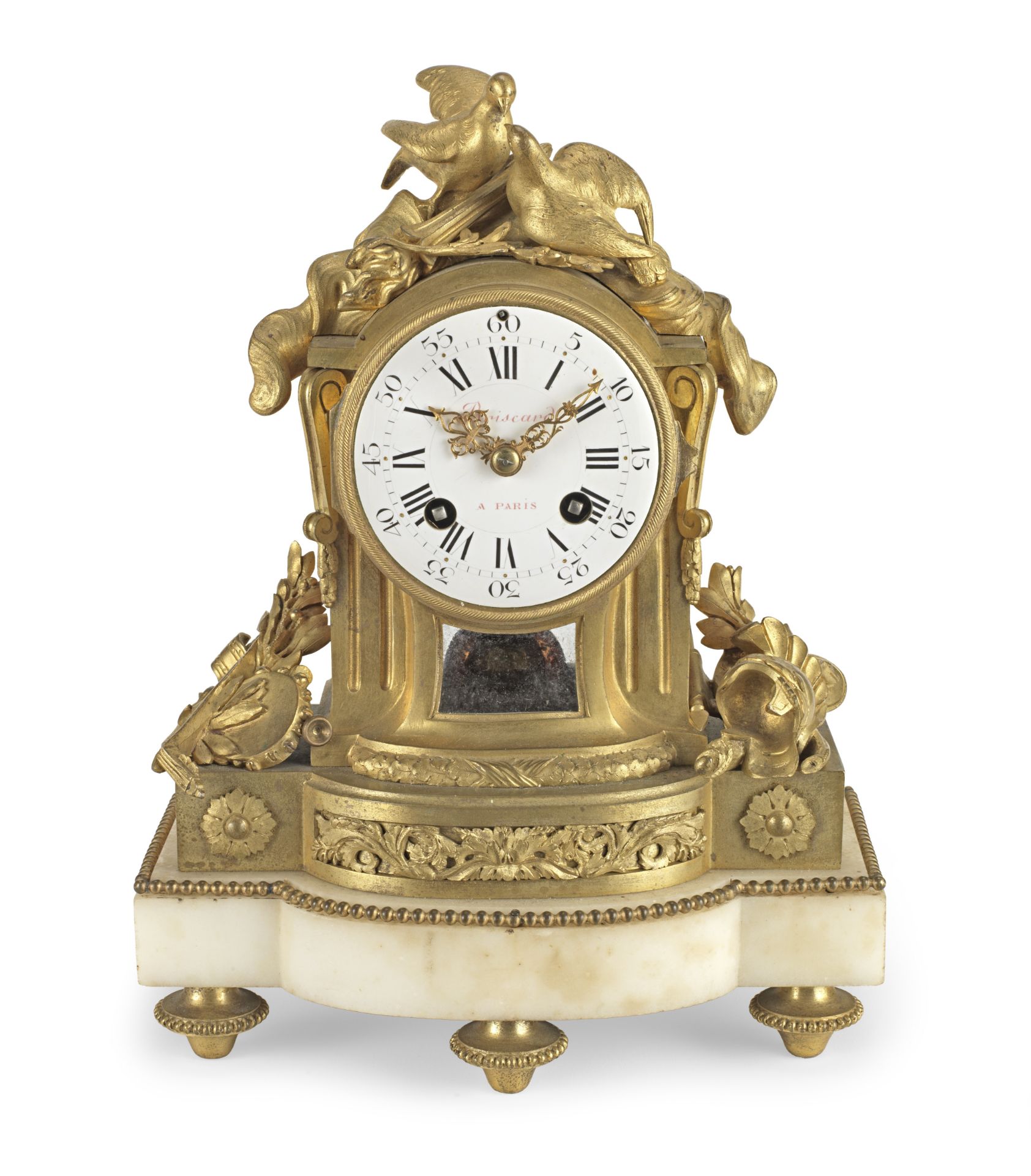 A French 19th century gilt bronze and marble mantel clock Briscard, Paris