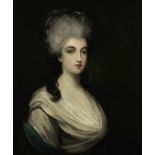 Follower of Thomas Gainsborough (British, 1727-1788) Portrait of a lady, bust-length, in a white ...
