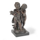After AUGUSTE MOREAU (FRENCH, 1826-1897) A patinated bronze figure group of two putti