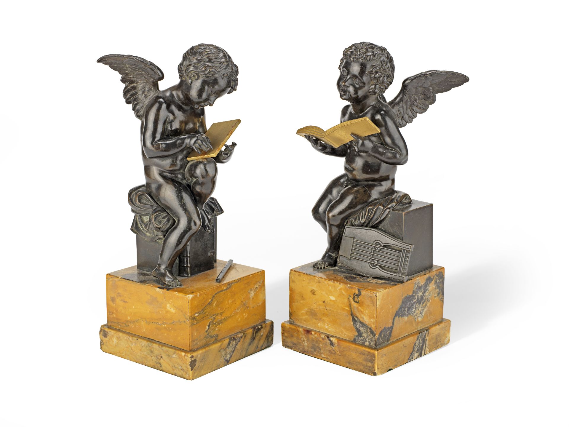 A pair of French 19th century bronze and ormolu figures of putti (2)