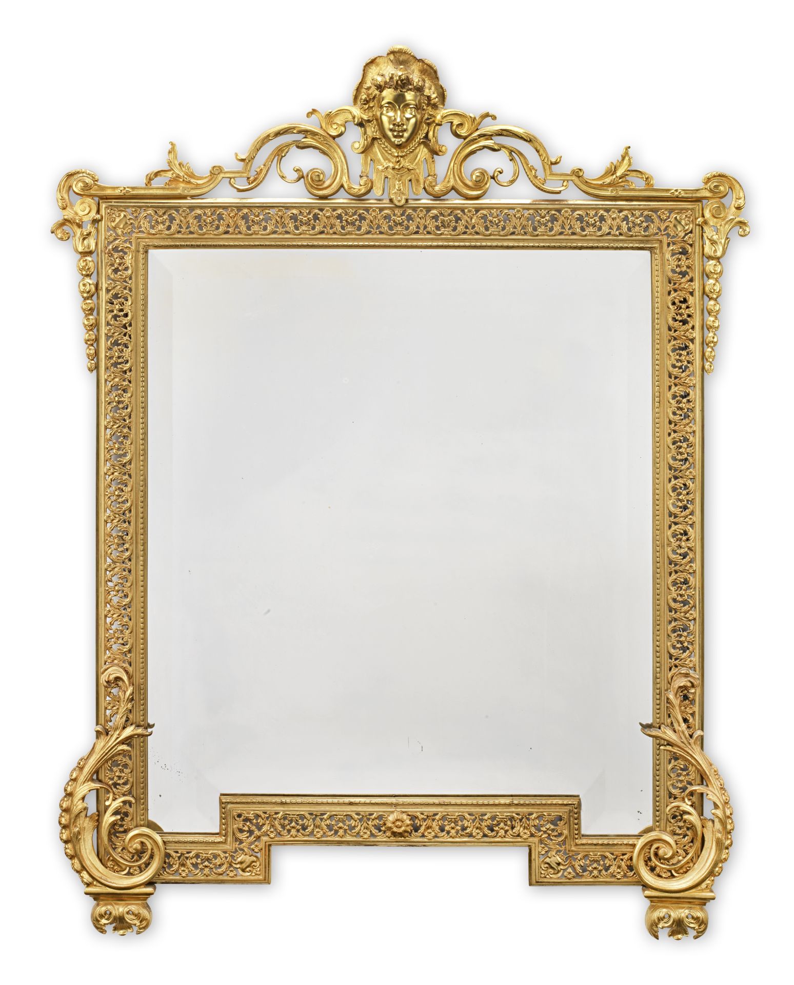 A late 19th/ early 20th century gilt brass wall mirror