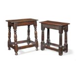 Two oak joint stools (2)