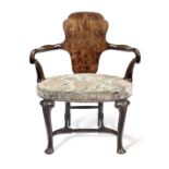 A George I and later walnut armchair