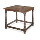 An unusual square late 17th century oak table