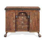 A rare early 18th century walnut, crossbanded and boxwood strung bureau cabinet