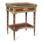 A Louis XVI style mahogany and gilt bronze mounted side tableAfter a model by Jean-Henri Riesener