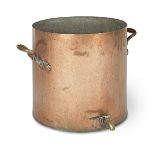 A large copper cylindrical cauldron