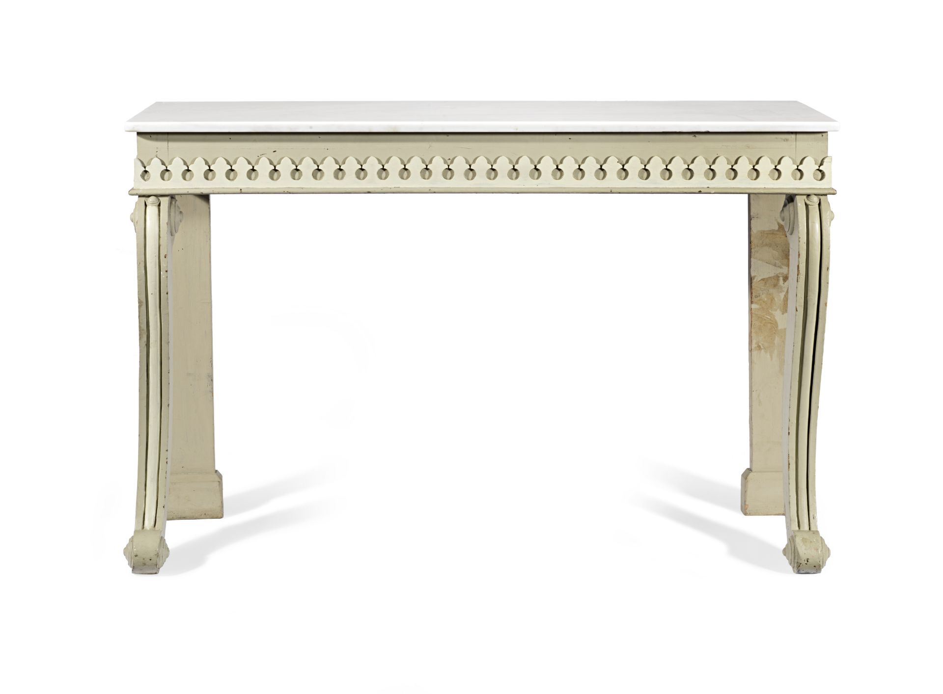 A Gustavian white and grey painted console table