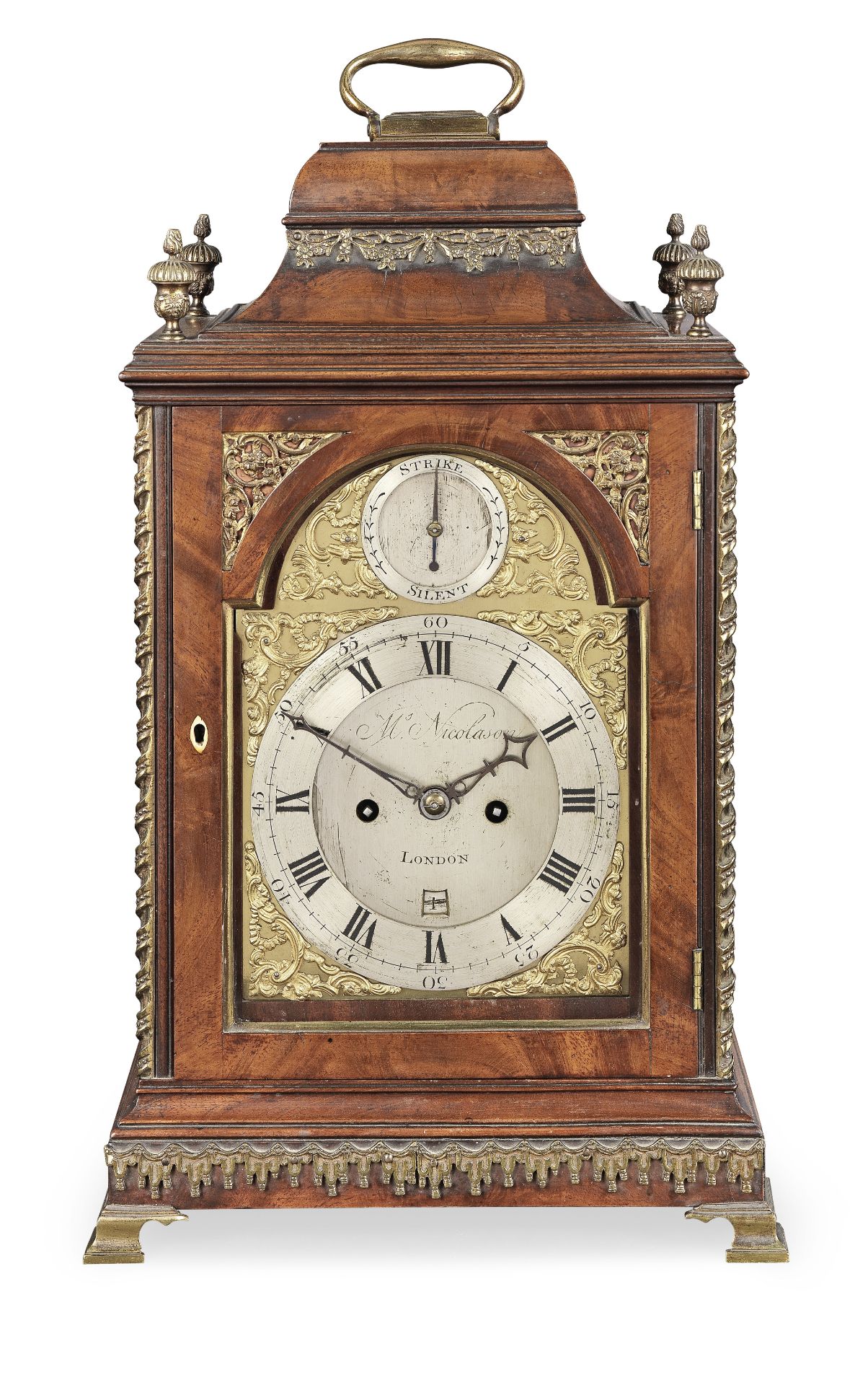 An 18th century mahogany bracket clock by Nicolason, London