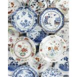 A collection of Chinese famille rose and blue and white porcelain (qty)