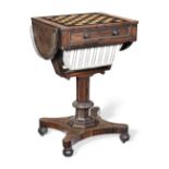 A William IV rosewood games and work table In the manner of Gillows