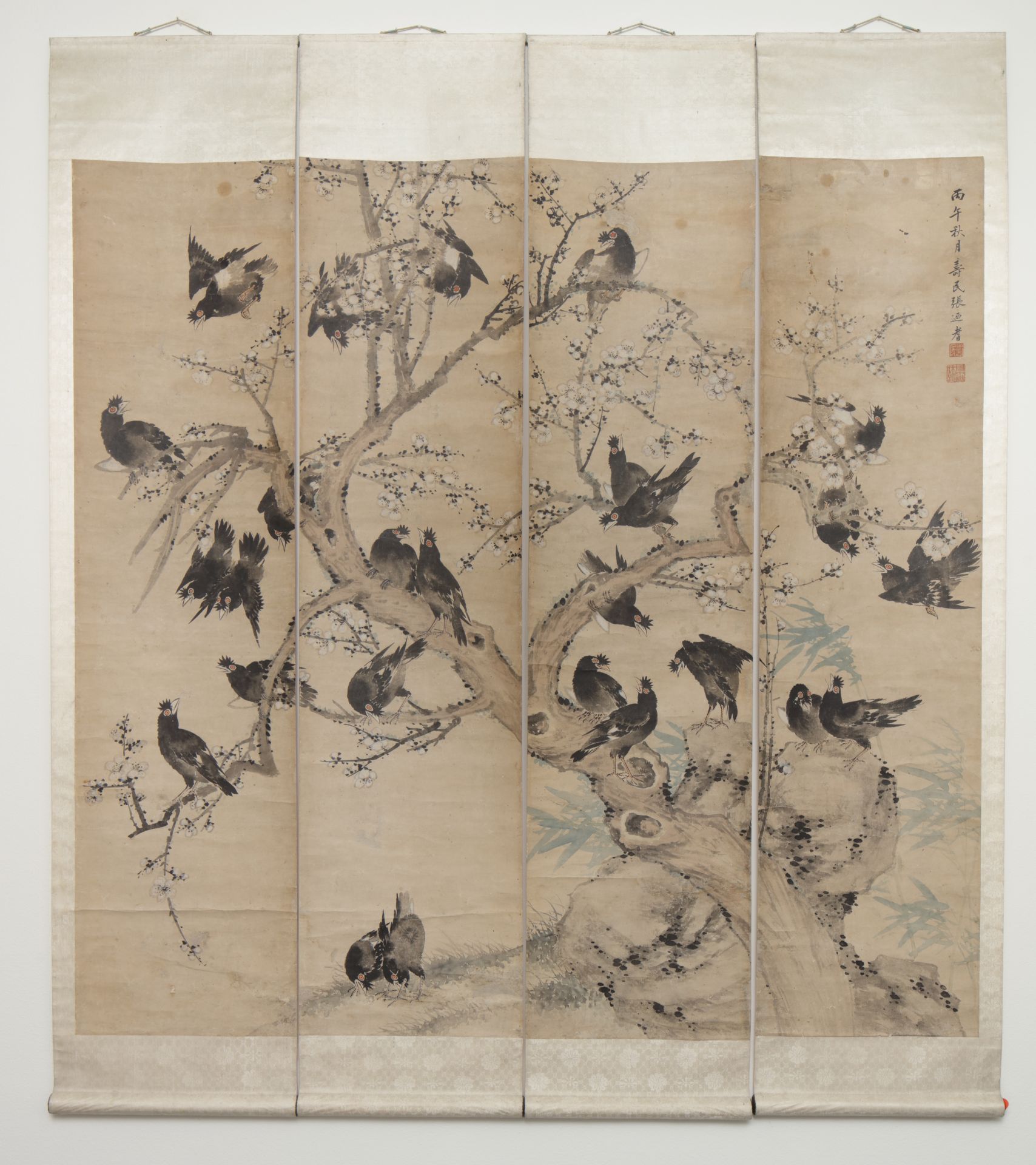 After Zhang Naiqi (circa 1803-1839) Magpies and Prunus (4)