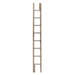 A late Victorian pine library pole ladder Made by Taylor