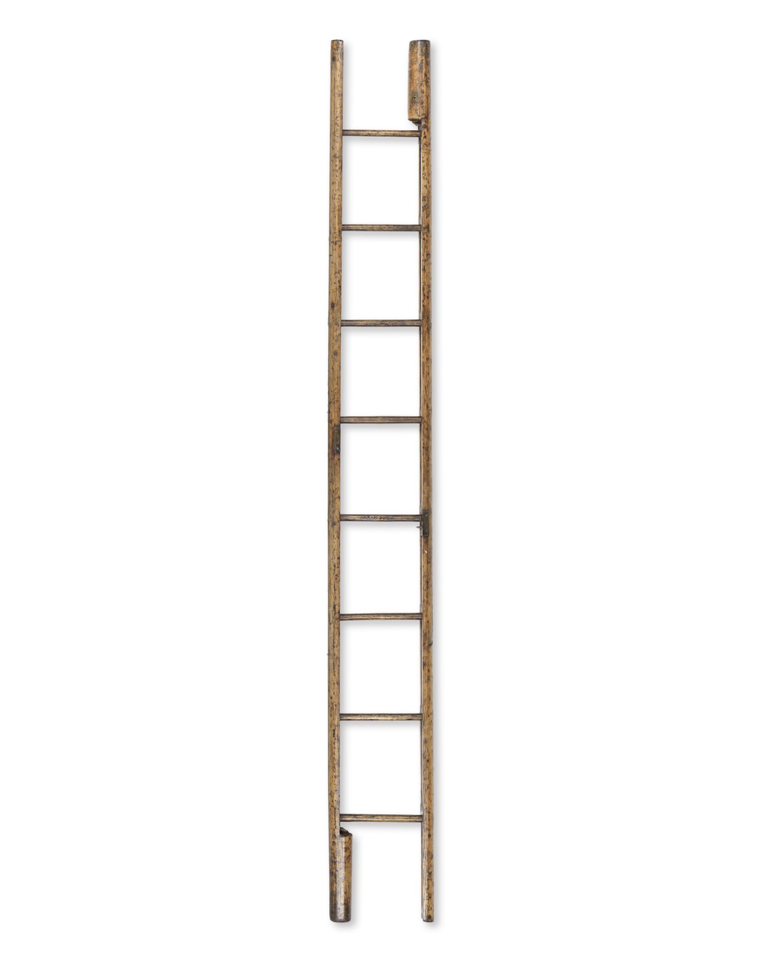 A late Victorian pine library pole ladder Made by Taylor