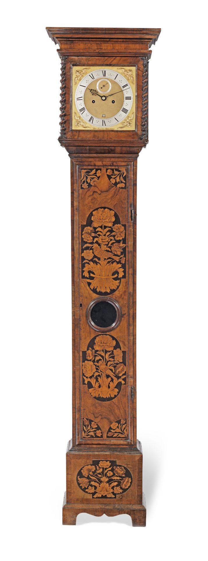 A walnut and marquetry longcase clock The dial bearing the later signature 'Joseph Knibb, London'