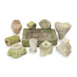 A collection of various architectural fragments and Roman plainware pottery (10)