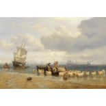 Edward Duncan Jnr. (British, 1846-1909) Landing sheep off Portsmouth