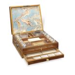 A 19th century mahogany and crossbanded painter's work box