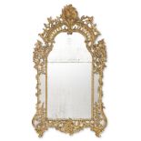 A large Régence carved giltwood mirror