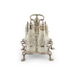 A George II silver Warwick cruet Samuel Wood, London 1740, three of the casters, London 1742 and ...