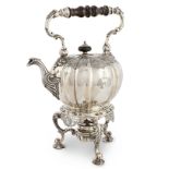 A George II silver kettle and stand Lewis Pantin, London 1733, unmarked detachable cover