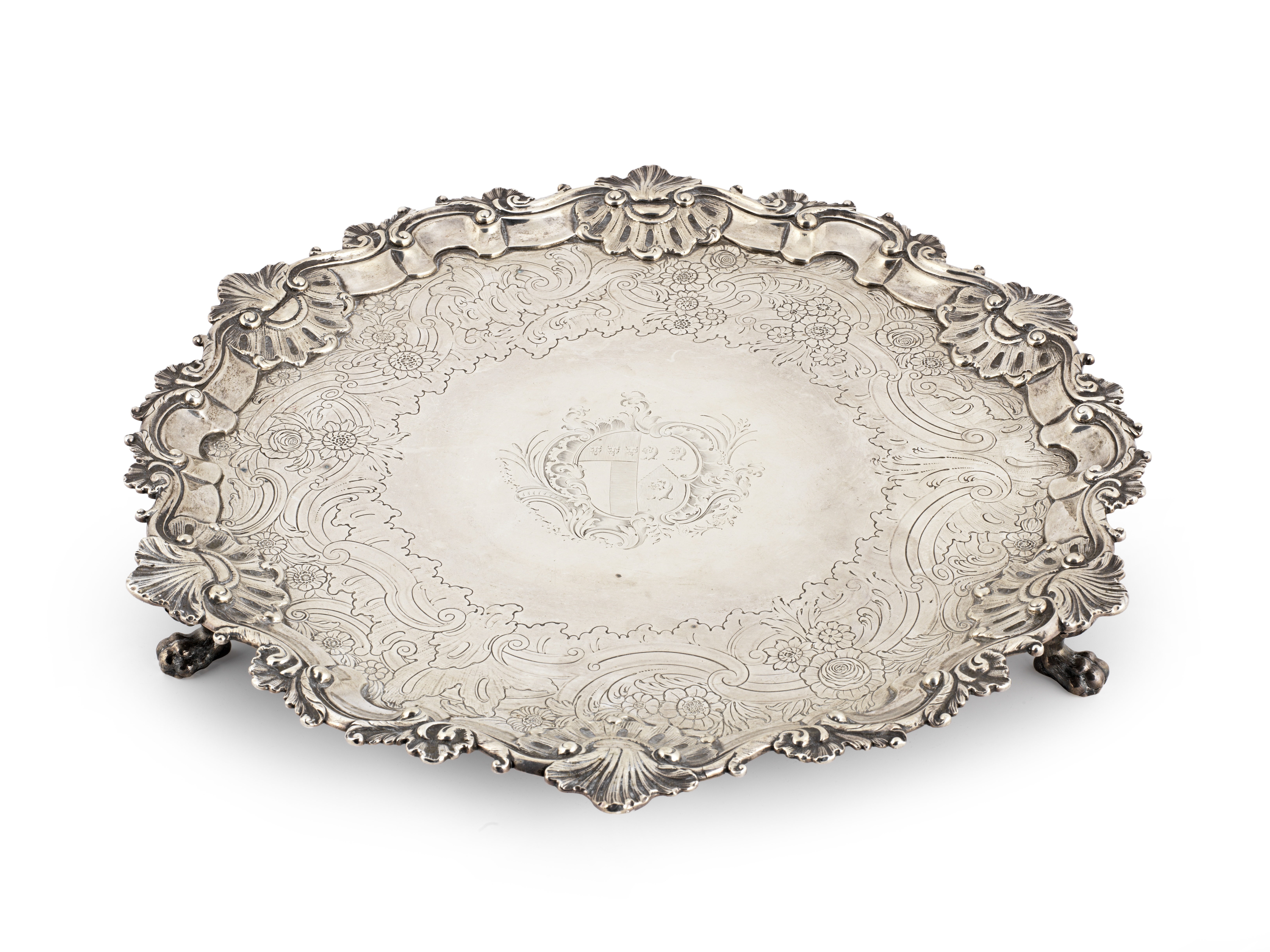 A George II provincial silver salver John Langlands I & John Goodrick, Newcastle 1754