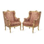 A pair of Louis XVI style giltwood armchairsEarly 20th century (2)