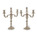 A pair of George III silver three-light candelabra Joseph Cradock and William K. Reid, London 181...