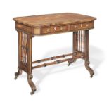 A mid-19th century mahogany and rosewood crossbanded library or side table In the manner of Gillows