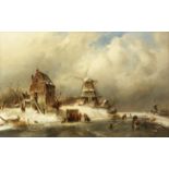 Charles Henri Joseph Leickert (Dutch, 1816-1907) Frozen river in Holland