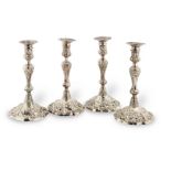 A set of four George II cast silver candlesticks John Cafe, London 1753 (4)