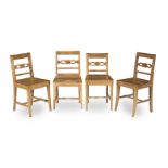 A set of four 19th century pine kitchen chairs