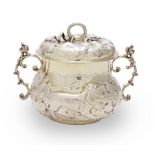 An Edwardian silver porringer and cover George Fox, London 1904, Britannia standard