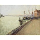 Piero Sansalvadore (Italian, 1892-1955) London: The Thames near Hammersmithoil on board signed an...