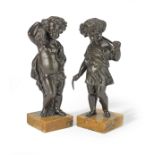 After Clodion, Claude Michel (1738-1814) A pair of French 19th century patinated bronze figures e...