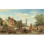 Elias Pieter van Bommel (Dutch, 1819-1890) Utrecht canal scene