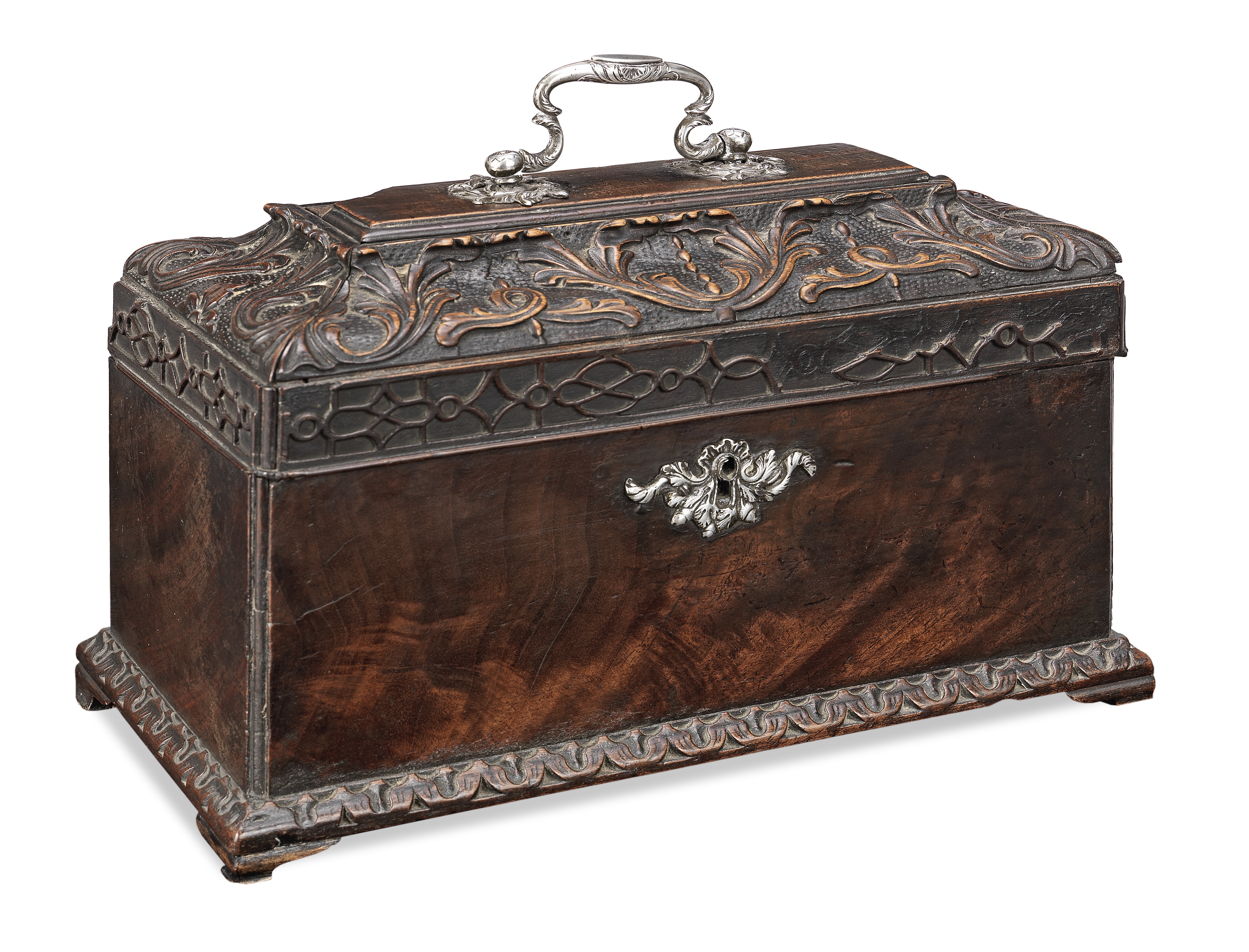 A Fine George II mahogany tea caddy