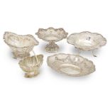 A group of six silver bowls and dishes various dates and makers (6)