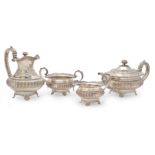 An Edwardian four-piece silver tea service Hancocks & Co., London, 1907 (4)