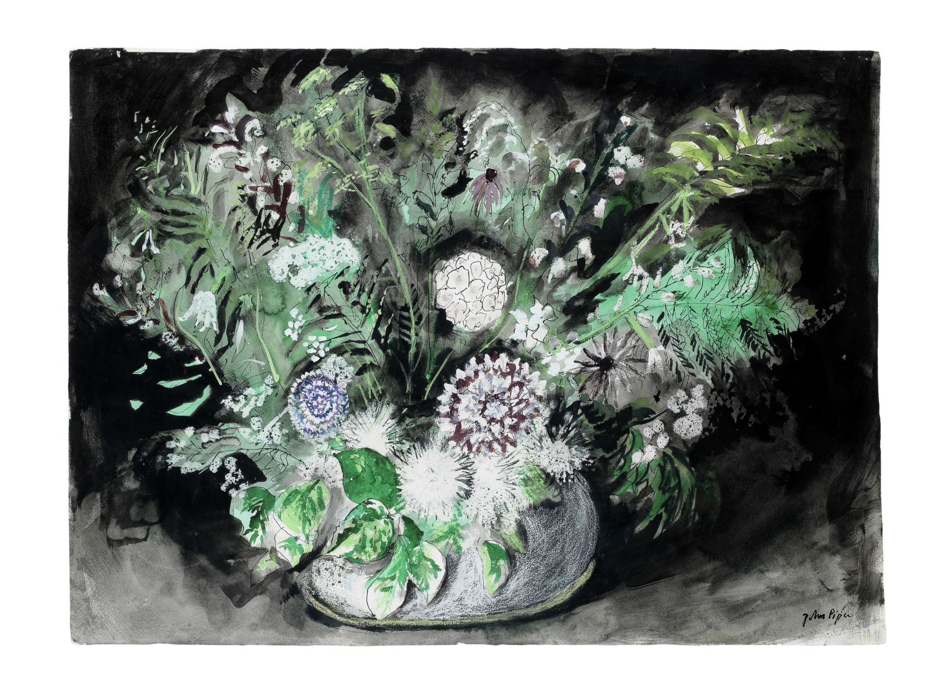 John Piper C.H. (British, 1903-1992) Flowers IV 57.8 x 79 cm. (22 3/4 x 31 1/8 in.)