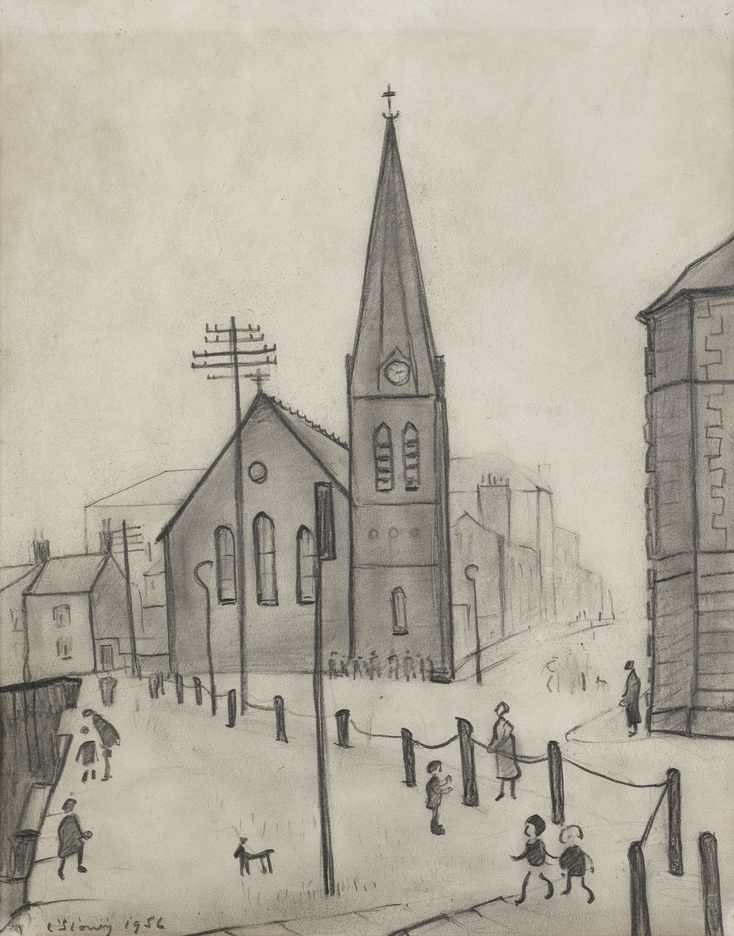 Laurence Stephen Lowry R.A. (British, 1887-1976) The Old Quay, Maryport 30.6 x 28.3 cm. (14 1/8 x...