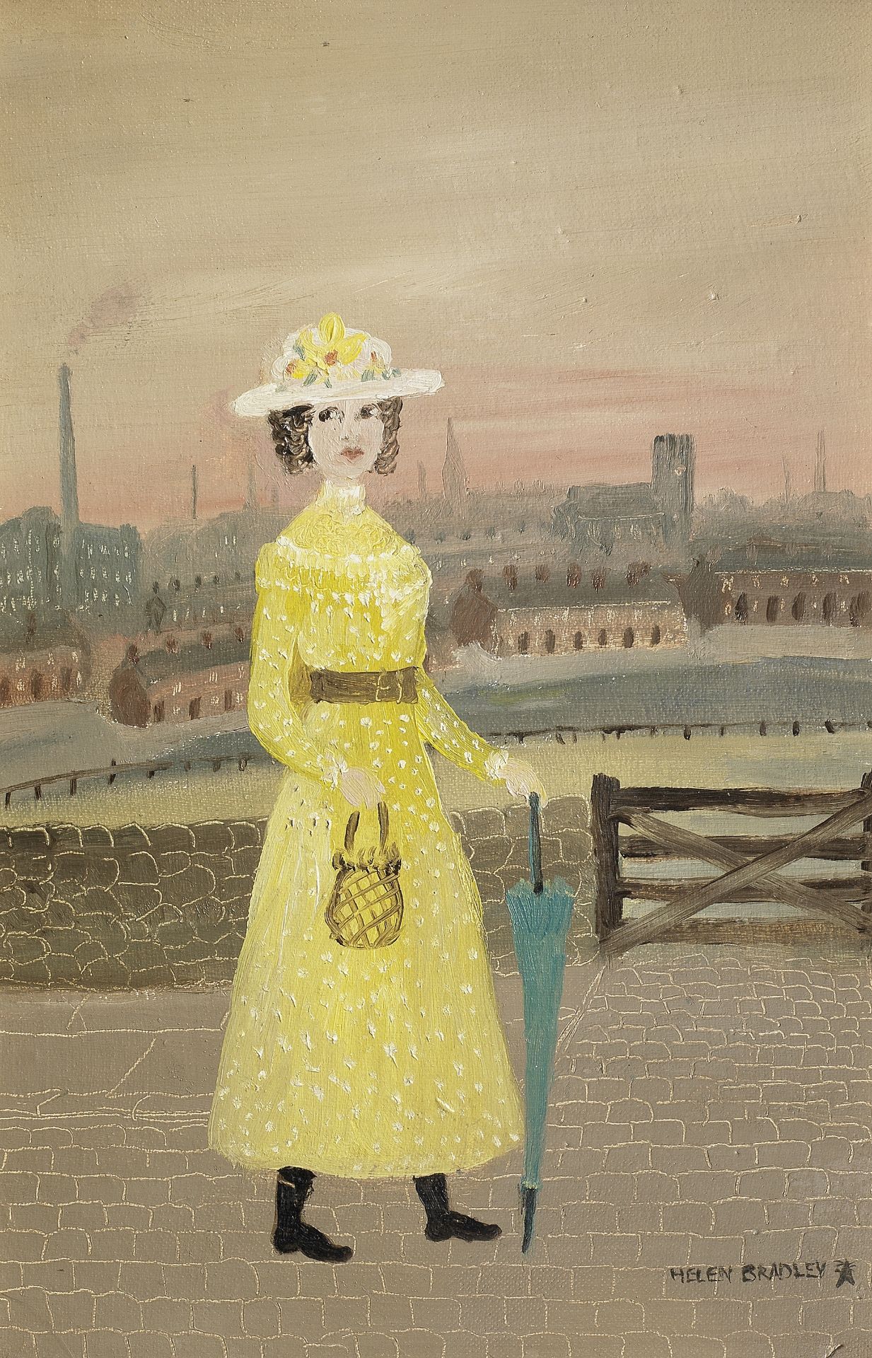 Helen Bradley (British, 1900-1979) Lady in Yellow Dress 27 x 18 cm. (10 5/8 x 7 1/8 in.)