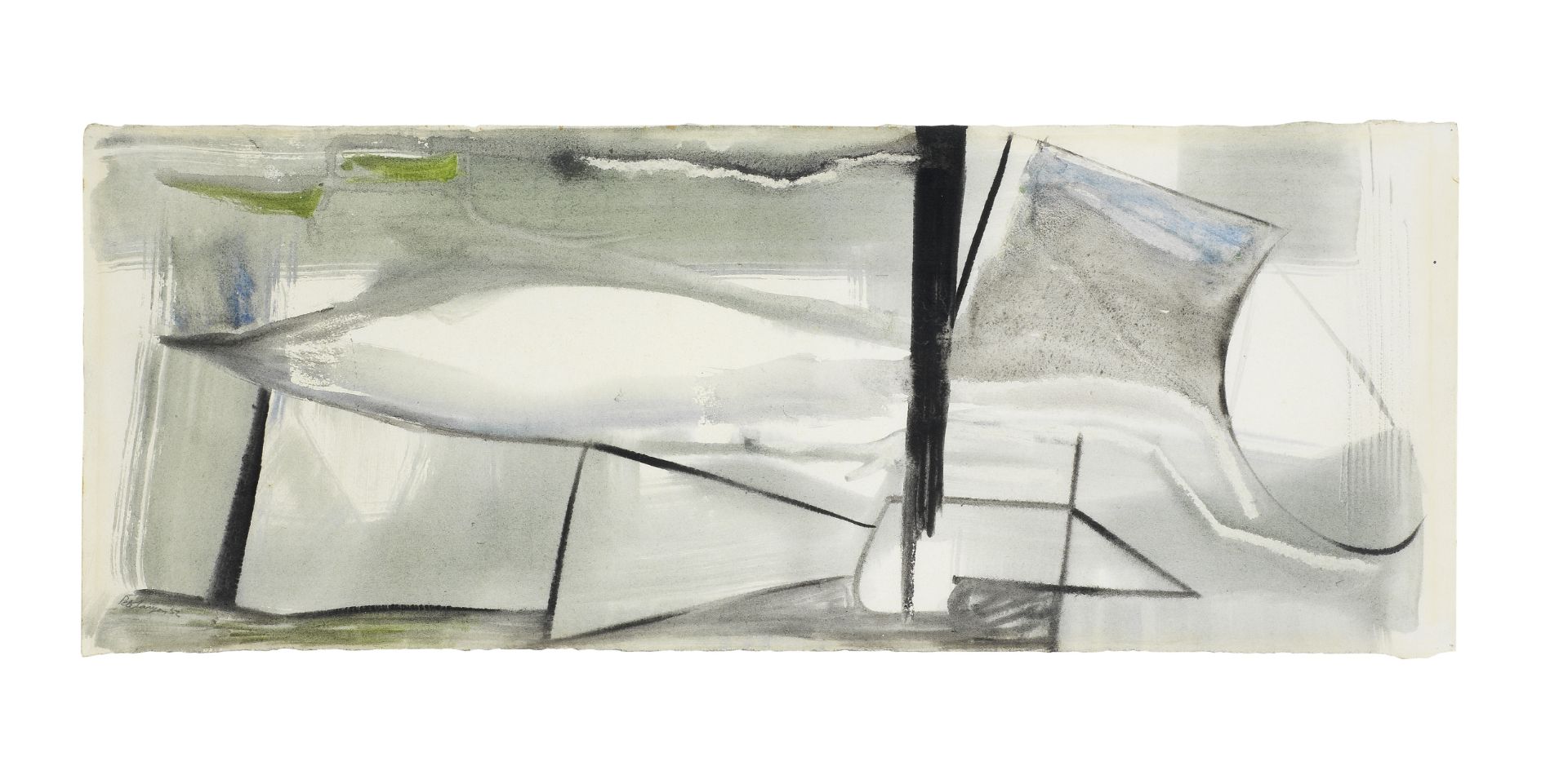 Peter Lanyon (British, 1918-1964) High Tide 25 x 64.3 cm. (9 7/8 x 25 1/4 in.)