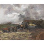 Sheila Fell R.A. (British, 1931-1979) Potato Harvesting, Cumberland 50.5 x 60.5 cm. (19 7/8 x 23 ...