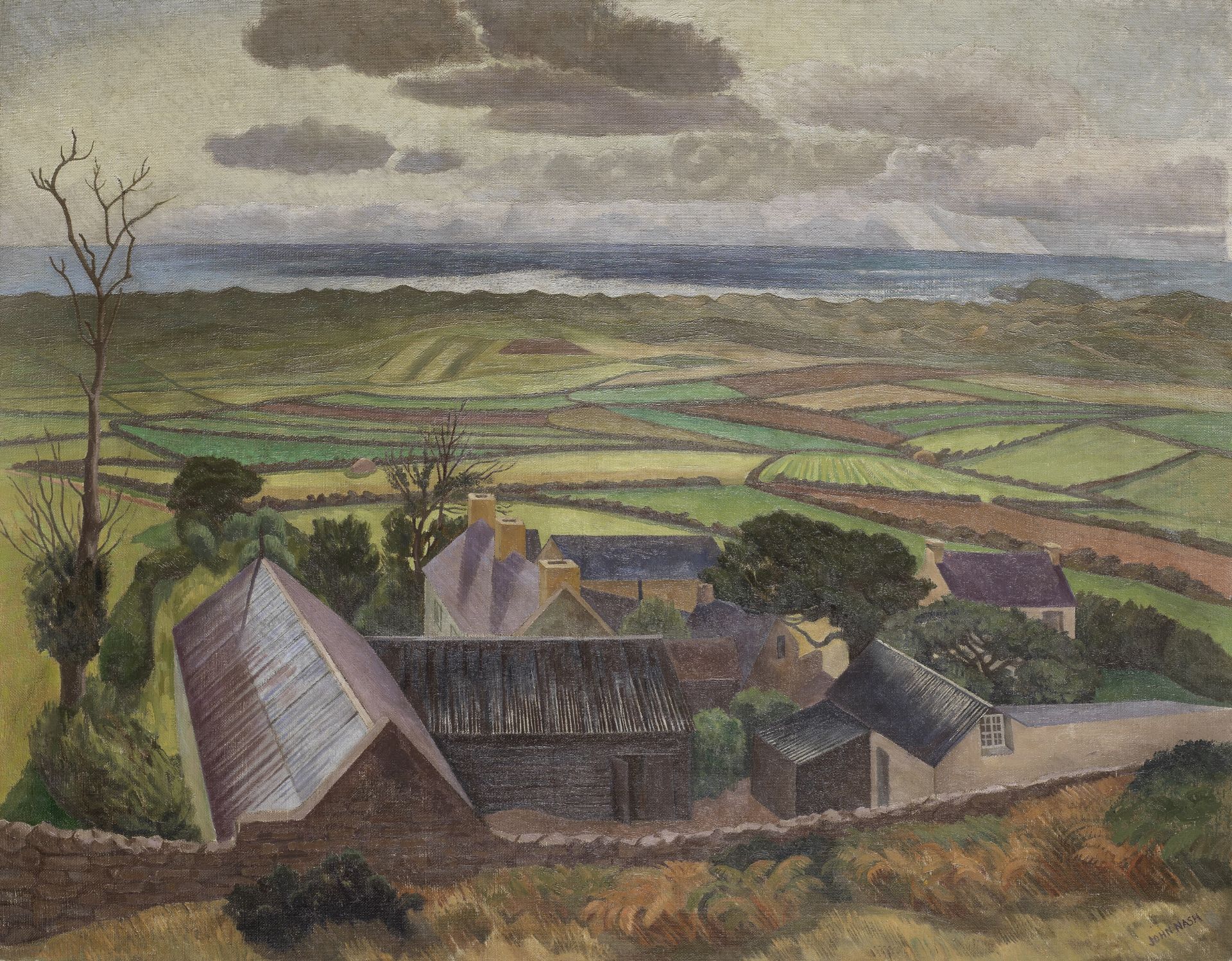 John Nash R.A. (British, 1893-1977) Llangennith Panorama 71.2 x 91.5 cm. (28 x 36 in.)