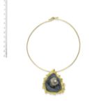 A CRYSTALISED AGATE AND CULTURED PEARL BROOCH/PENDANT NECKLACE, BY GRIMA,