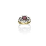 A RUBY AND DIAMOND RING